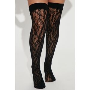 Fashion Nova ✦ Wild Lovers Leopard Thigh Highs ✦ Black Fishnet Mesh Gothic OS